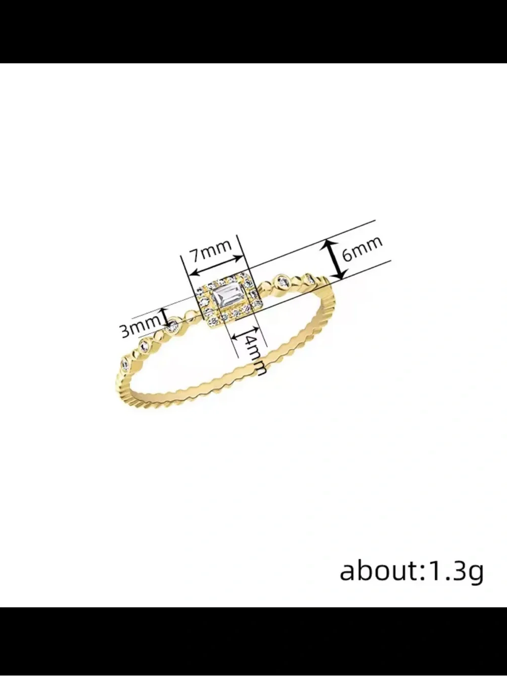 Gold Emerald-Cut Halo Stackable Ring - New Size 7/8